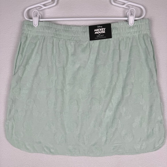 Disney Mickey Mouse Pants - NEW Disney Mickey Mouse Womens M Mint Green Embossed Terry Cloth Skort